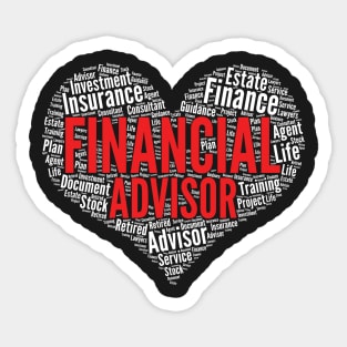 Financial Advisor Heart Shape Word Cloud Design design Sticker